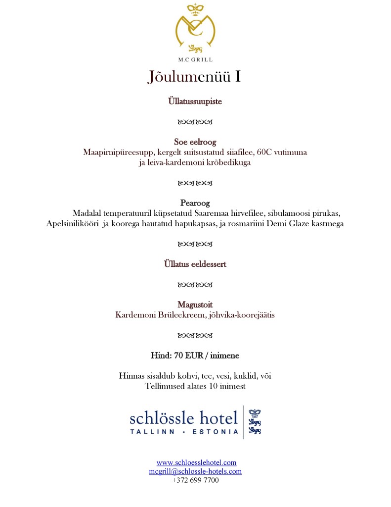 Jõulumenüü I EST 2014